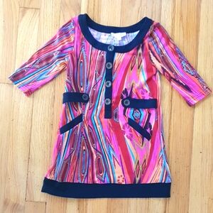 Baby Sara By Hannah Banana Colorful Patterned Dress with Black Accents
